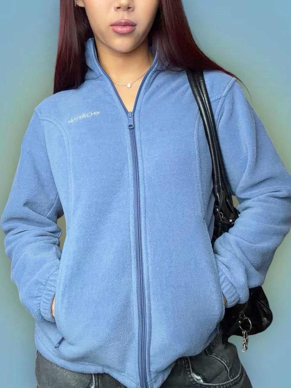 Columbia Women's Sky Blue Full-Zip Teddy Fleece Jacket